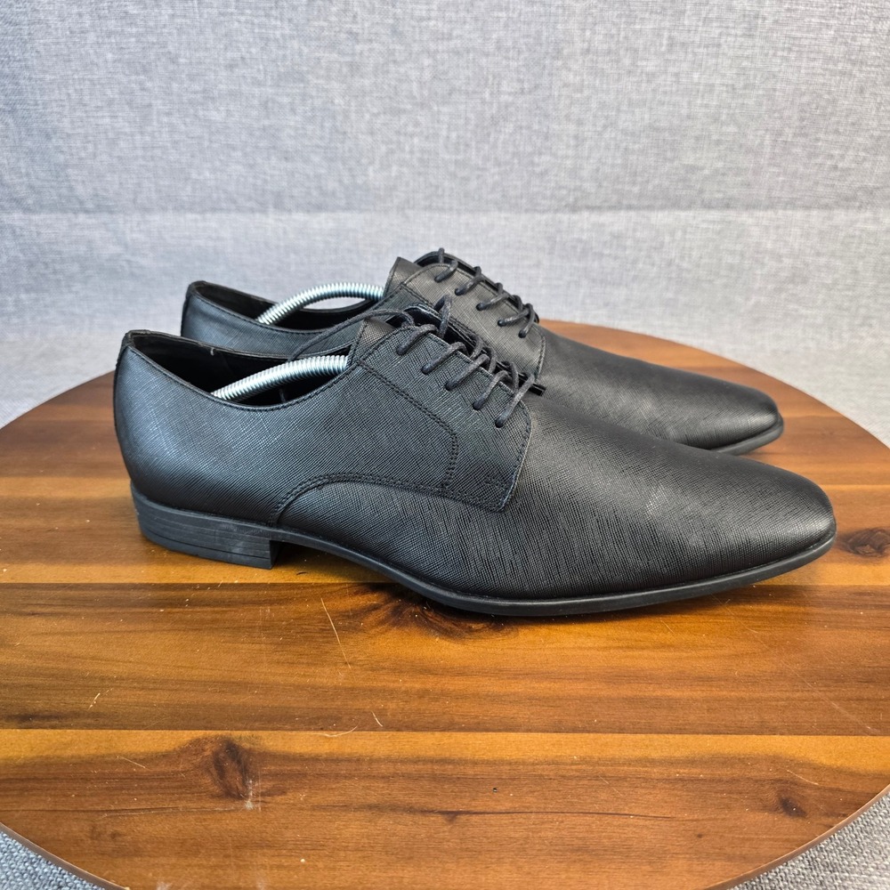 Abound Mens Black Textured Synthetic Lace Up Derby Dress Shoes Size 12M‎